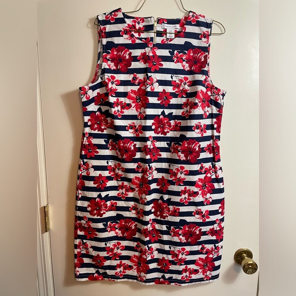 Tabitha Webb Floral Striped Sleeveless Sheath Dress sz 10